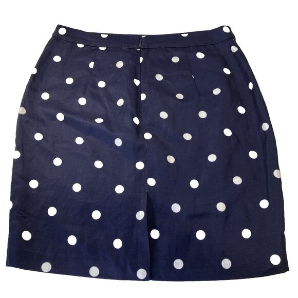 Banana Republic Linen Blend Skirt size 14 Blue White Polka Dot Preppy Boho Party - Picture 2 of 6